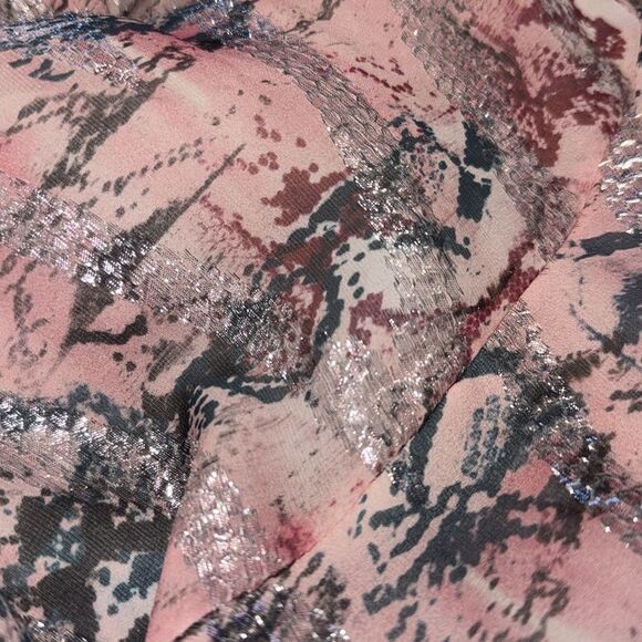 NWT IRO Wobam Printed Metallic Fil Coupé Silk Mini Dress Pink FR 34/ XS Revolve - Picture 15 of 16